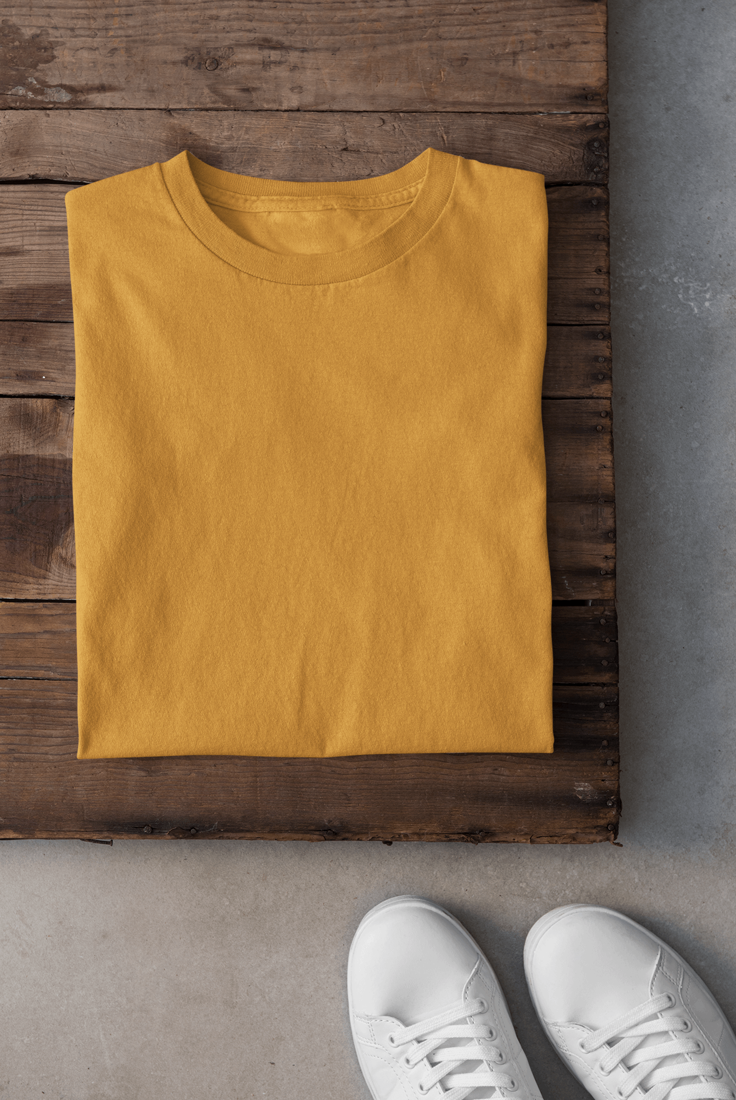 Golden Yellow Men's Pure Cotton Round Neck Plain T-Shirt (Regular Fit)