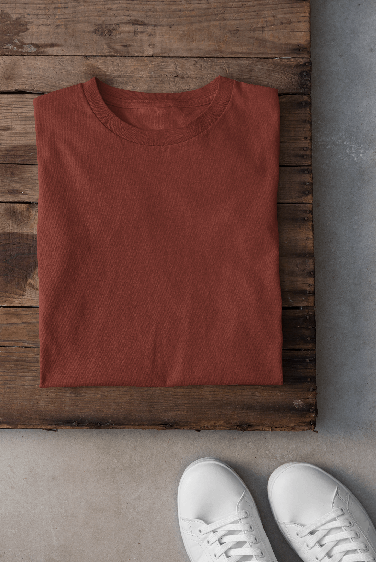 Brick Red Men's Pure Cotton Round Neck Plain T-Shirt (Regular Fit)