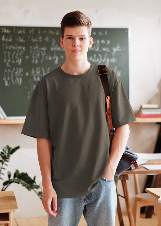 Olive Green Heavyweight Oversized Pure Cotton T-Shirt