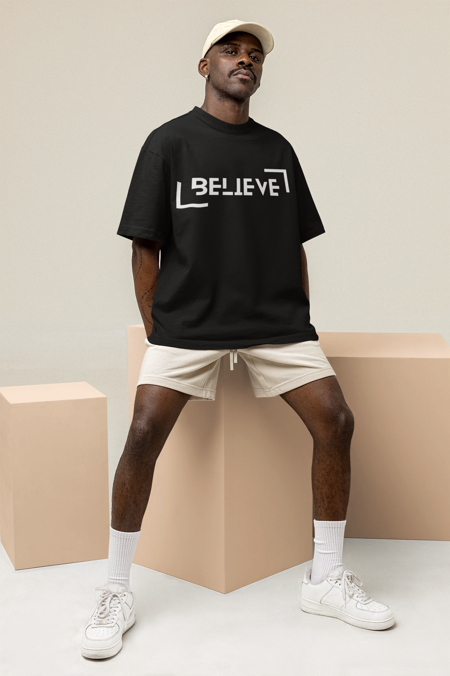 Believe Oversized Men's Round Neck Pure Cotton T-Shirt